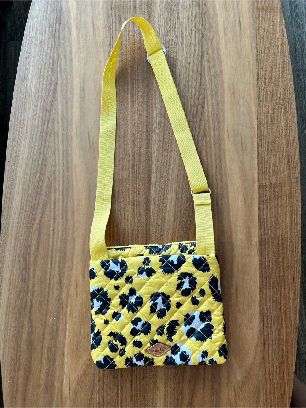 NWT MZ Wallace Metro Flat Crossbody in Yellow Leopard Oxford
